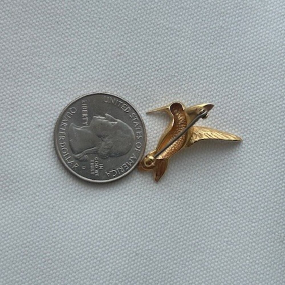 KREMENTZ Gold Hummingbird Saphire Blue Rhinestone PIN BROOCH - Picture 9 of 10